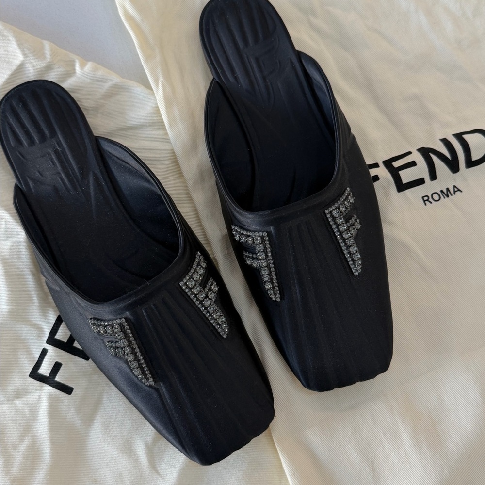 Fendi Satin Black Slip-On